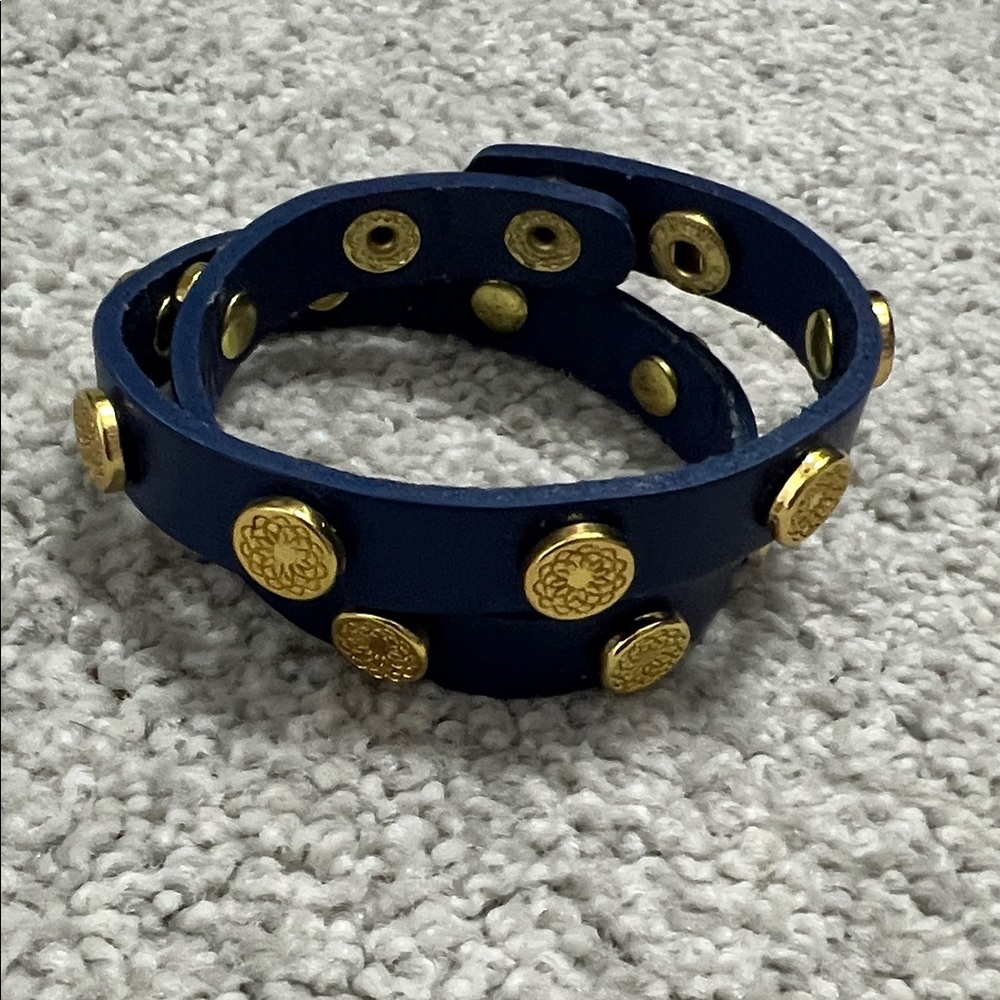 Navy and Gold Studded Bracelet